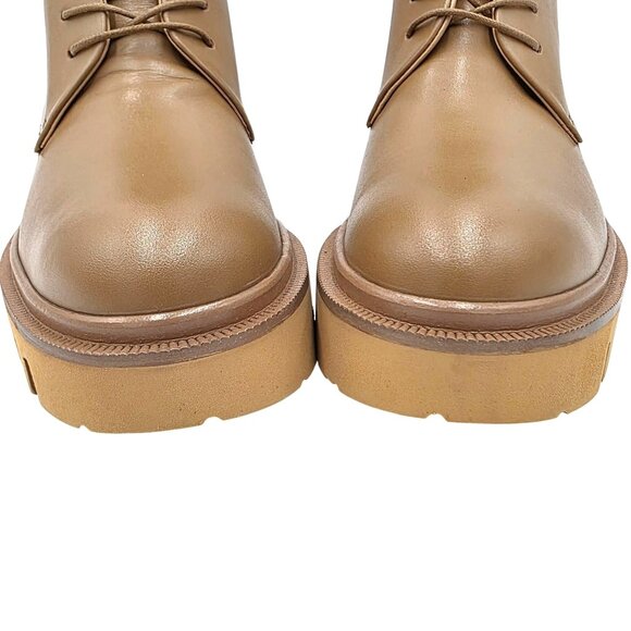 NEW Koio Italy Women 11 Fawn Beige Leather Cortina Combat Boots Handmade Shoes - Picture 9 of 16
